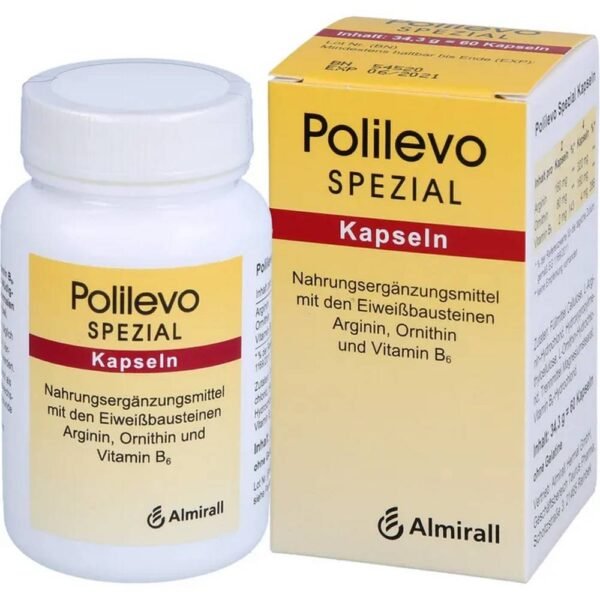 Polilevo Special dietary supplement with protein building blocks arginine, ornithine and vitamin B6.