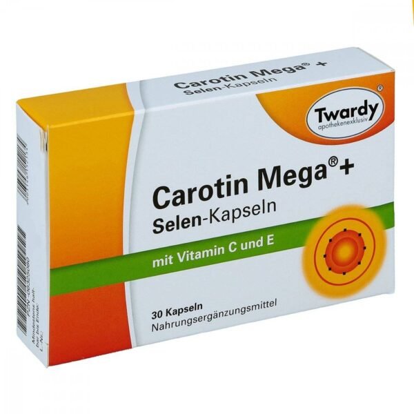 Capsules Carotene Mega® + Selenium contain beta-carotene, which prevents the metabolism from occurring. organism in vitamin A.