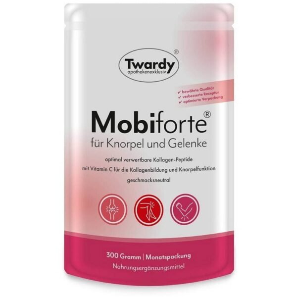 Mobiforte ® is a food supplement with highly bioavailable collagen hydrolysate (=collagen peptides) and vitamin C.