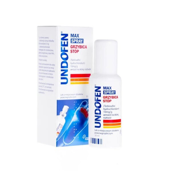 Undofen Max Spray is an antifungal drug used on the skin of the feet, skin folds or in the treatment of lichen versicolor.