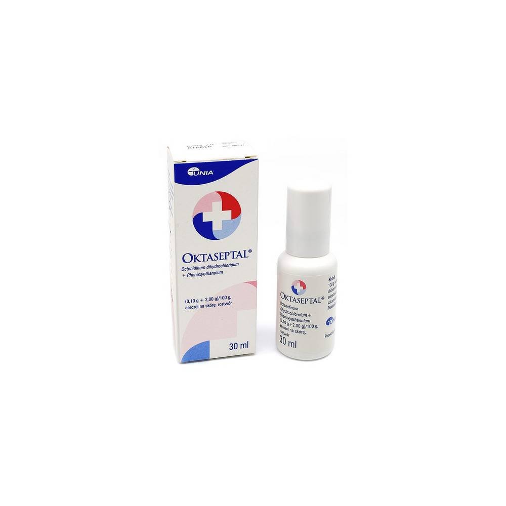 unia oktaseptal aerozol na skore 30ml Octaseptal is a medicinal product used for disinfection of wounds and skin.