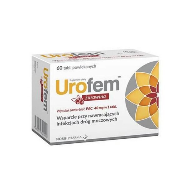 UROFEM Cranberry is a drug for adults suffering from recurrent urinary tract infections, characterized by a high content of health-promoting proanthocyanidins - PAC (40 mg per tablet).