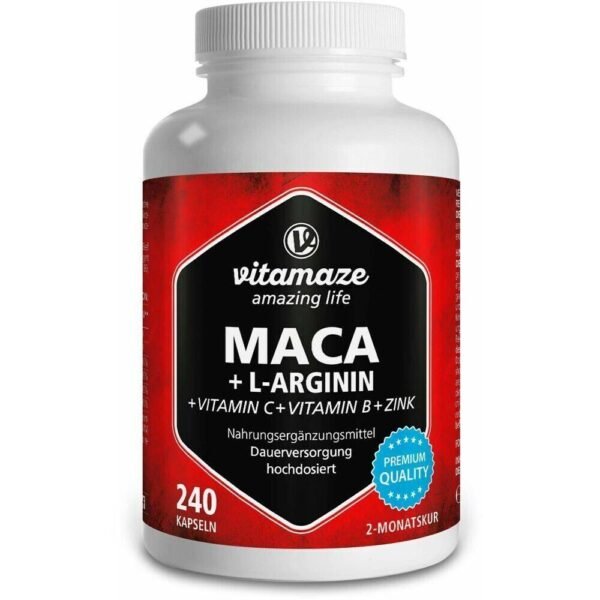 MACA + L-Arginine 240 vitamin complex for physical strength and mental performance.