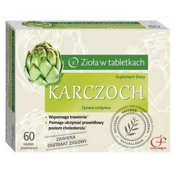 HERBS IN TABLETS ARTICHOKE supports the functioning of the digestive system and the digestion of fats.