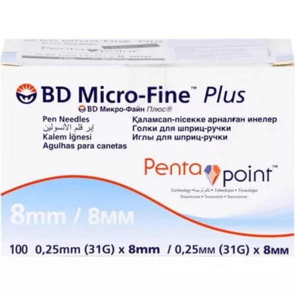 BD micro-fine ultra pen needles with pentaPoint technology, needle length: 8 mm, needle thickness: 0.25 mm (31g)