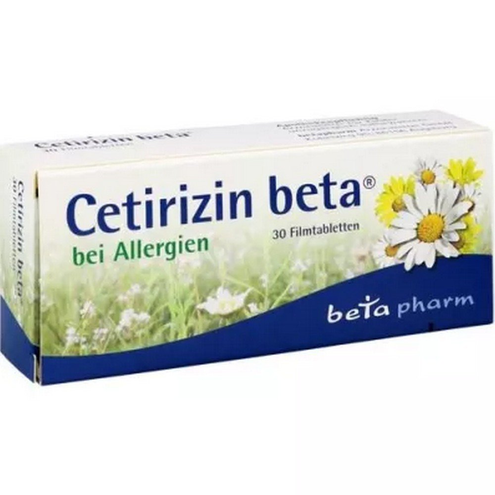 cetirizin beta film coated tablets 30 pcs Español Cetirizina beta® comprimidos recubiertos con película Principio activo: clorhidrato de cetirizina Fin.: para el tratamiento de los síntomas de la enfermedad en alerg. Enfermedades como la adicción crónica a la ortiga con molestias, p. ej., picor, escalofríos, enrojecimiento de la piel; alerg. crónica. Moqueo; picor en la adicción crónica a la ortiga y dermatitis atópica (neurodermatitis) con molestias como enrojecimiento de la piel; fiebre del heno con molestias como, p. ej., estornudos, goteo nasal, picor nasal, deflexión nasal, enrojecimiento o picor de los ojos y lagrimeo; estados asmáticos alerg. Origen: como medida de apoyo para la opresión correspondiente a las molestias. Advertencias: cont. Lactosa. Tome Cetirizina Beta solo después de consultar con su médico si sabe que padece una intolerancia a ciertos azúcares. Lea el complemento alimenticio y pregunte a su médico o farmacéutico sobre los riesgos y efectos secundarios.