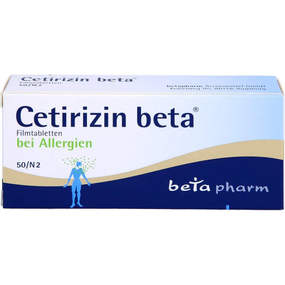 cetirizin beta film coated tablets 50 pcs Español Cetirizina beta® comprimidos recubiertos con película Principio activo: clorhidrato de cetirizina Fin.: para el tratamiento de los síntomas de la enfermedad en alerg. Enfermedades como la adicción crónica a la ortiga con molestias, p. ej., picor, escalofríos, enrojecimiento de la piel; alerg. crónica. Moqueo; picor en la adicción crónica a la ortiga y dermatitis atópica (neurodermatitis) con molestias como enrojecimiento de la piel; fiebre del heno con molestias como, p. ej., estornudos, goteo nasal, picor nasal, deflexión nasal, enrojecimiento o picor de los ojos y lagrimeo; estados asmáticos alerg. Origen: como medida de apoyo para la opresión correspondiente a las molestias. Advertencias: cont. Lactosa. Tome Cetirizina Beta solo después de consultar con su médico si sabe que padece una intolerancia a ciertos azúcares. Lea el complemento alimenticio y pregunte a su médico o farmacéutico sobre los riesgos y efectos secundarios.