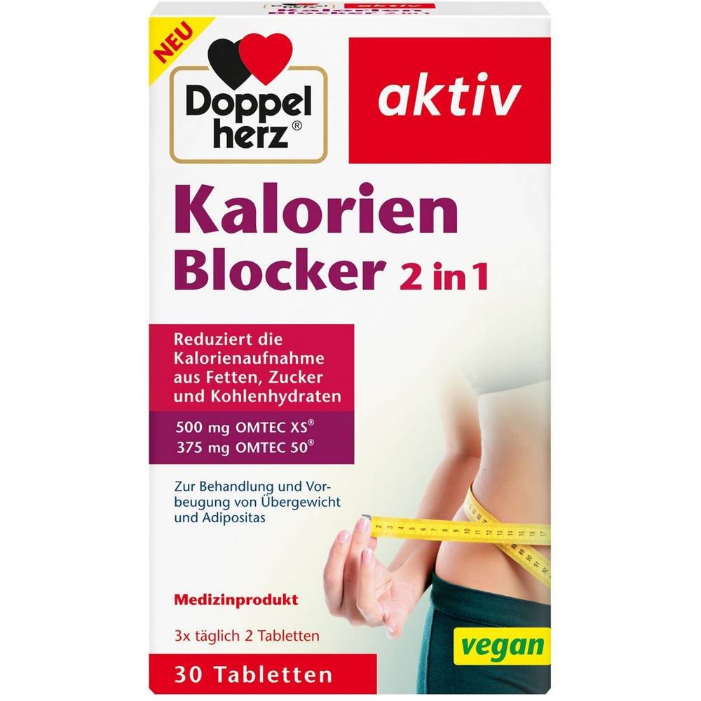 kalorien blocker 2in1 tabletten 30 stk DOPPELHERZ Bloqueador Calórico para el tratamiento y prevención del sobrepeso y la obesidad.