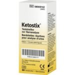 Test strips to determine ketone in urine analysis.