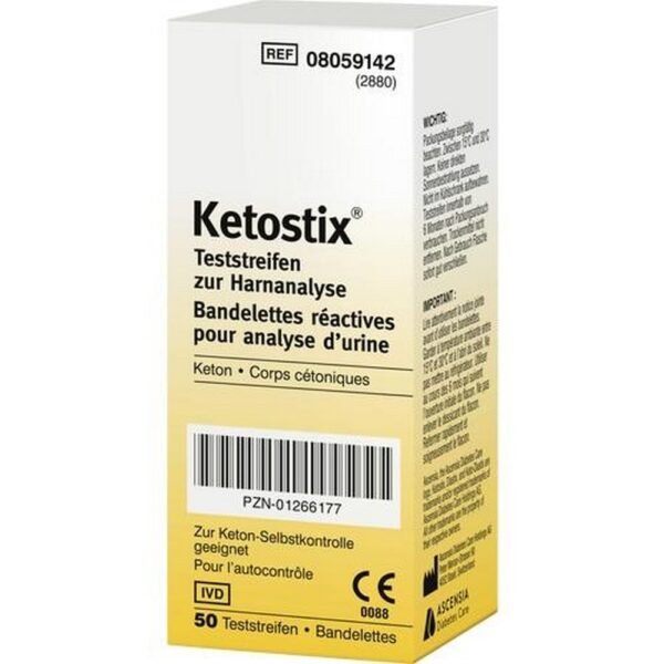 Test strips to determine ketone in urine analysis.