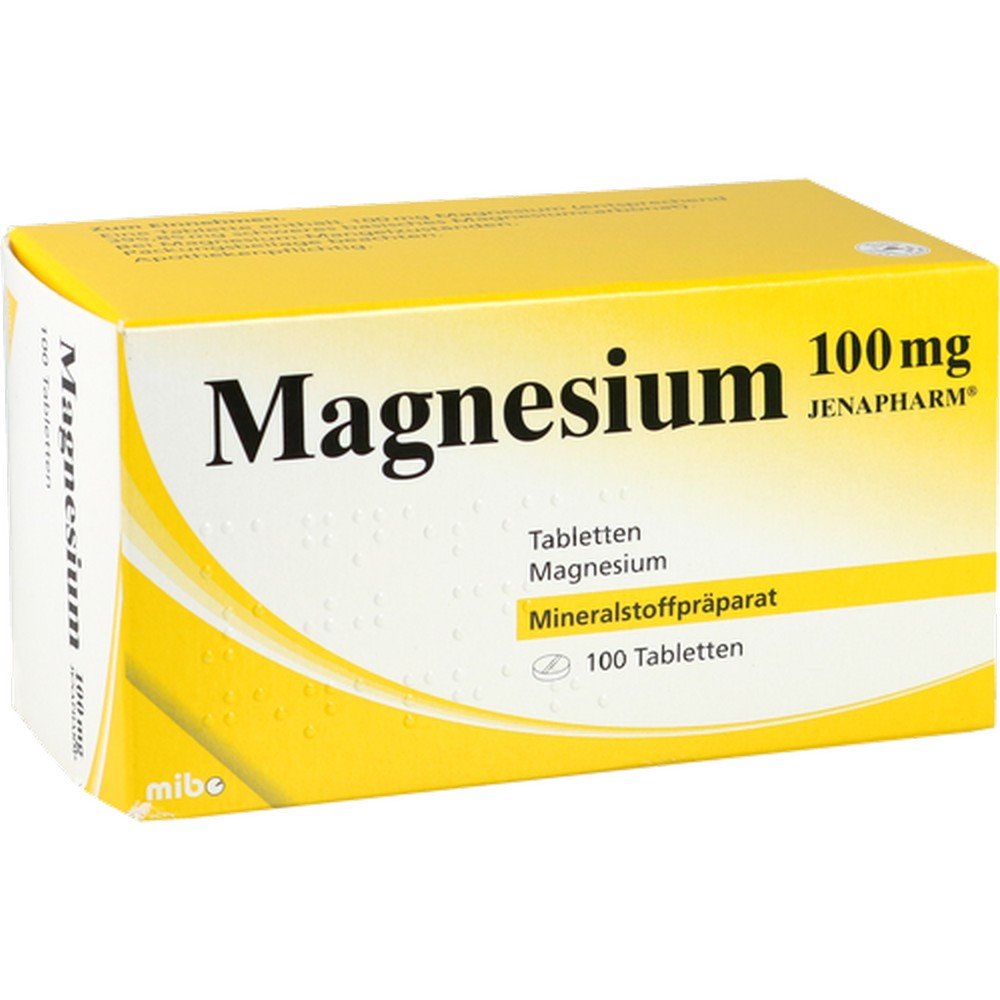magnesium 100 mg jenapharm tablets 100 pcs Магний 100 мг Jenapharm Tabl.&Reg Состав: 100 мг магния Применение: Доказанный дефицит магния Дозировка: Взрослым: 1–4 раза в день по 1 таблетке, детям от 6 лет: 1–2 раза в день по 1/2–1 таблетке с достаточным количеством жидкости перед едой. Ознакомьтесь с инструкцией по применению и проконсультируйтесь с врачом или фармацевтом о рисках и побочных эффектах.
