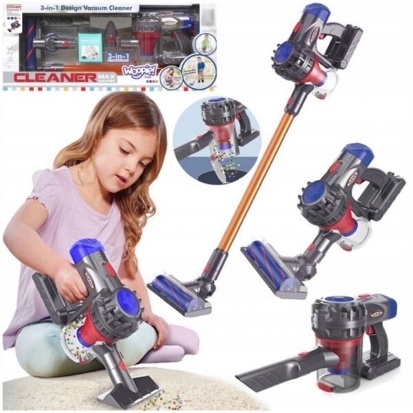 Esta aspiradora de juguete presenta sonidos y luces realistas para imitar la limpieza real. Ofrece tres modos de juego: vertical, portátil y desmontable, involucrando a los niños en actividades de limpieza interactivas e imaginativas. Perfecto para la diversión de los juegos de rol.