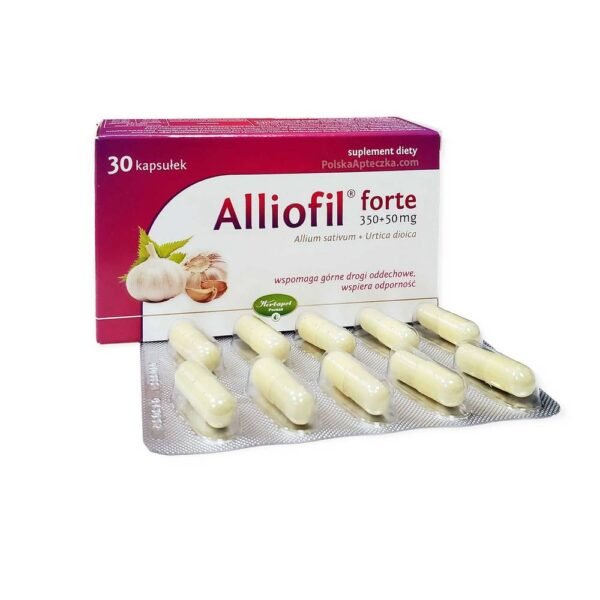 Alliophil forte is a dietary supplement containing nettle and garlic, i.e. ingredients that support the immune system and the functioning of the upper respiratory tract.