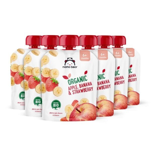 This organic apple puree is packaged in a convenient squeeze pouch, perfect for on-the-go snacking.