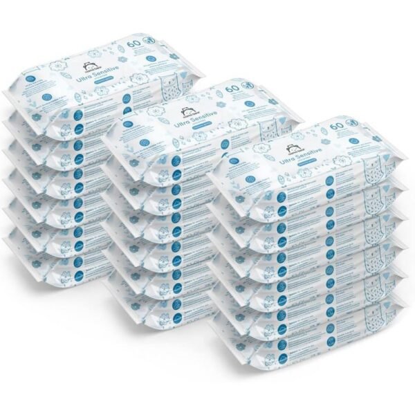Designed for Sensitive Skin: These wipes are specially formulated for ultra-sensitive skin, making them ideal for babies prone to irritation or rashes. They are hypoallergenic and free from parabens, alcohol, and fragrances, ensuring gentle care for your baby's delicate skin.