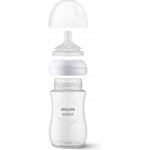 The AVENT Natural 3.0 Anti-Colic Bottle (330 ml) is designed to reduce colic by using a unique valve that limits air intake, promoting a more comfortable feeding experience. Its natural-shaped teat closely mimics breastfeeding, which helps ease transitions between bottle and breast. Suitable for infants from 3 months and older.