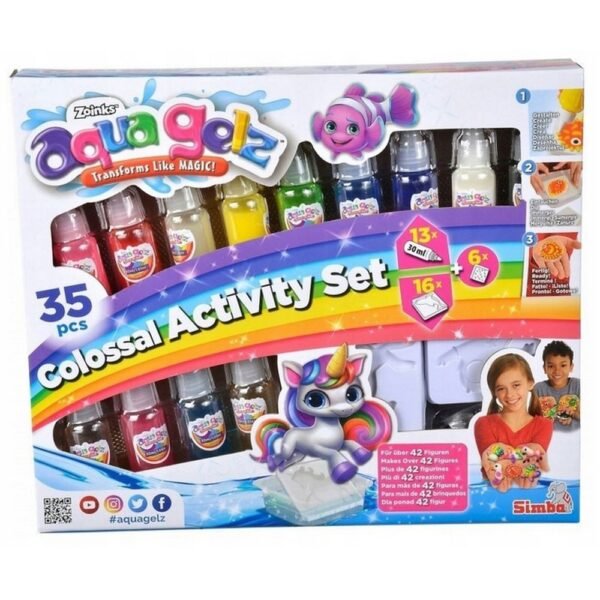 Sumérgete en la creatividad con el Set de actividades Colossal Aqua Gelz, que presenta una variedad de coloridas cuentas de gel para una diversión infinita. Perfecto para manualidades, este juego permite a los niños diseñar y crear formas y figuras de gel únicas, mejorando sus habilidades artísticas. Ideal para actividades grupales o juegos en solitario, es una forma atractiva de estimular la imaginación.