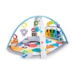 This play mat features four different modes of play, encouraging babies to kick, explore, and learn.