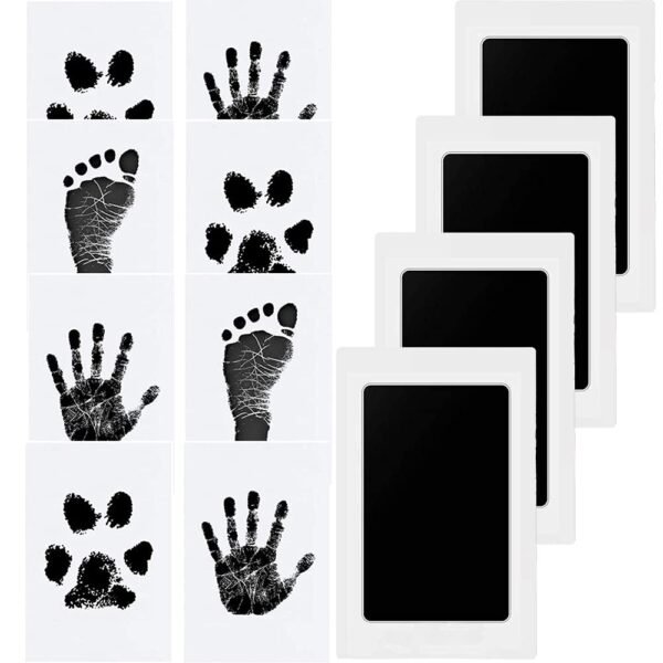 Baby Handprint and Footprint Set, 4 Pieces – designed for creating baby handprints and footprints. Includes 2 ink pads and 4 imprint cards. Safe for babies and ideal for keepsakes