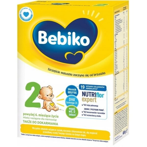 Bebiko 2 next milk is suitable for infants over 6 months and supports their nutritional needs with essential vitamins and minerals. The 600g packaging offers a balanced formula for healthy growth and development. This product is designed to complement the weaning diet, providing critical nutrients like calcium and iron for infants' evolving needs.