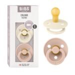 Bibs Dummies, 2-Pack offers colorful, stylish pacifiers designed to mimic the natural shape of a mother's breast, promoting comfort for babies. Made from non-toxic, BPA-free materials, these dummies feature a lightweight design that is gentle on delicate skin.