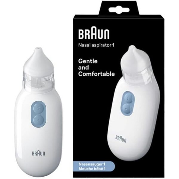 Gentle and Effective: This nasal aspirator is designed to provide gentle suction to clear mucus from a baby’s nasal passages, helping them breathe more easily during colds or congestion. It’s designed with two suction settings, allowing parents to choose the most comfortable option for their baby.