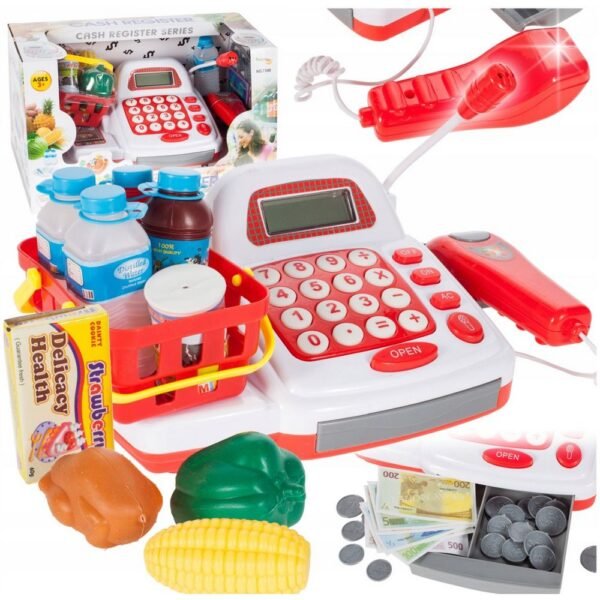 Esta caja registradora interactiva está diseñada para que los niños jueguen experiencias de compra, con una calculadora incorporada para practicar matemáticas divertidas. Fomenta el juego imaginativo y ayuda a desarrollar habilidades aritméticas básicas. Ideal para involucrar a los niños en escenarios de juego educativo y social.