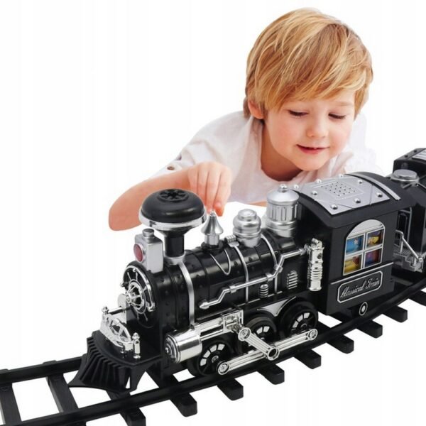 Este juego de locomotoras de tren eléctrico presenta un diseño de vía grande y produce efectos de humo realistas, mejorando la experiencia de juego. El diseño detallado y el buen funcionamiento lo convierten en una adición emocionante a cualquier colección de juguetes. Ideal para fomentar el juego imaginativo y desarrollar las habilidades motoras en los niños.