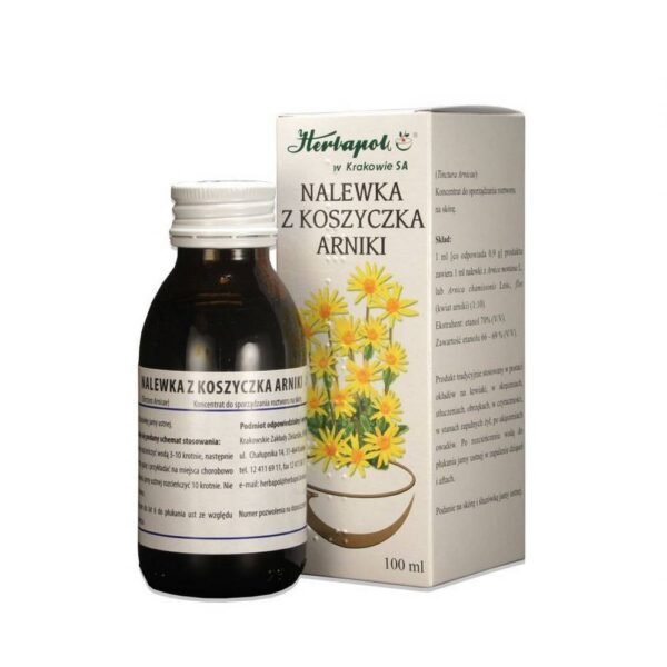 Arnica tincture is a traditional herbal medicine, indicated for use after dilution in the form of compresses for bruises, sprains, swelling, phlebitis and insect bites, as well as for rinsing the mouth for gingivitis and ulcerative lesions.