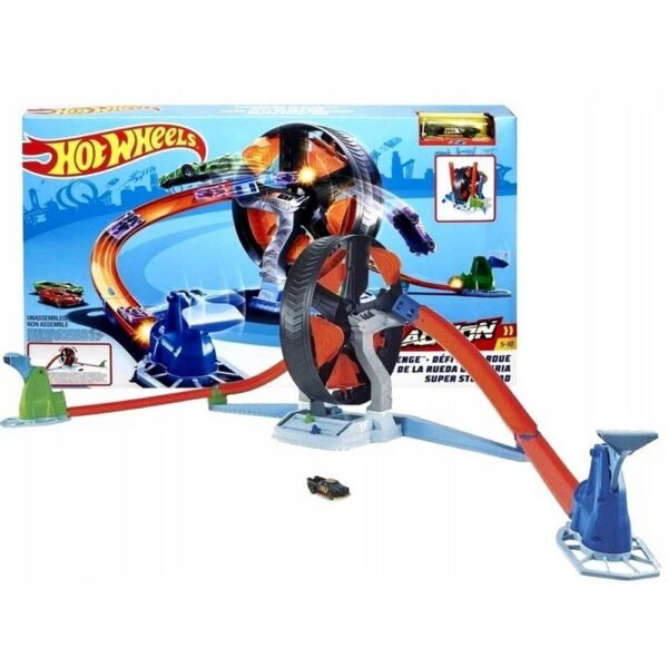 Este emocionante juego de pistas de Hot Wheels presenta un diseño de neumático desechado que agrega emoción a cada carrera . Incluye un automóvil exclusivo para acción a alta velocidad, fomentando el juego imaginativo y mejorando la coordinación mano-ojo. Ideal para velocistas jóvenes y coleccionistas por igual.