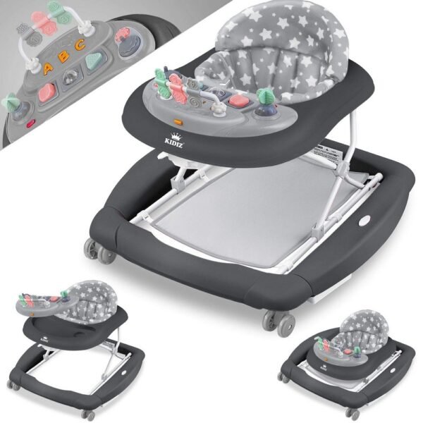 This multifunctional baby walker features a rocking function that provides a safe and enjoyable way for infants to practice their walking skills.