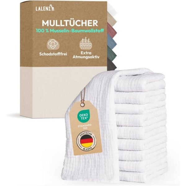 This set includes 10 burp cloths made from 100% pure cotton for softness and absorbency.