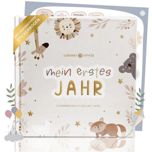 Lebenskompass® Baby Album My First Year – a beautifully crafted baby album designed to document and celebrate a baby’s first year. With plenty of space for photos, milestones, and special memories, it’s the perfect keepsake for parents.