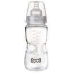 The Lovi Medical+ Bottle, 330 ml with a 9m+ teat, supports healthy oral development and is designed to mimic natural feeding. It includes an anti-colic system for a smooth feeding experience, while the ergonomic shape makes it comfortable for babies to hold.
