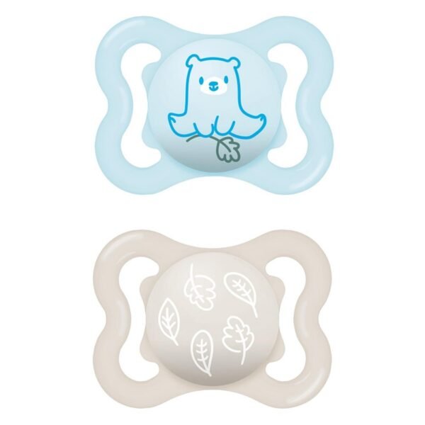 The MAM Supreme Dummy Set of 2 features a soft, skin-friendly silicone nipple designed to support healthy oral development. These dummies are easy to clean and have a lightweight design, ensuring comfort for babies. They are also BPA-free and come in various stylish designs.