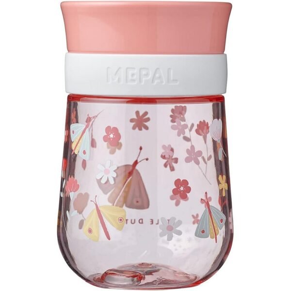 This training cup features a spill-proof design, allowing toddlers to drink from anywhere around the rim.
