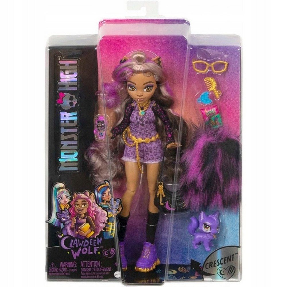 monster high clawdeen wolf fashion doll set hhk52 mattel Este conjunto de muñecas de moda presenta a Clawdeen Wolf de Monster High con atuendos y accesorios elegantes que resaltan su feroz personalidad. Perfecto para los fanáticos del espeluznante y elegante universo Monster High.