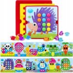 Un juguete educativo atractivo diseñado para desarrollar la motricidad fina y la creatividad a través de mosaicos de botones. Los niños pueden crear patrones y diseños coloridos, mejorando sus habilidades cognitivas y espaciales. Hecho de materiales duraderos y seguros para niños para un uso duradero.