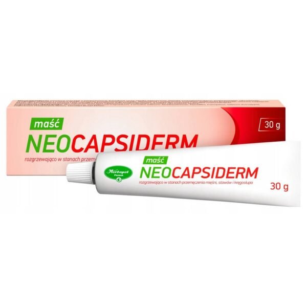 Neo-Capsiderm ointment is a medicinal product used as a warming agent for muscle pain (strains, painful muscle spasms), as well as an adjuvant for pain, inflammation of the joints and neuralgia (radiculitis, sciatica).