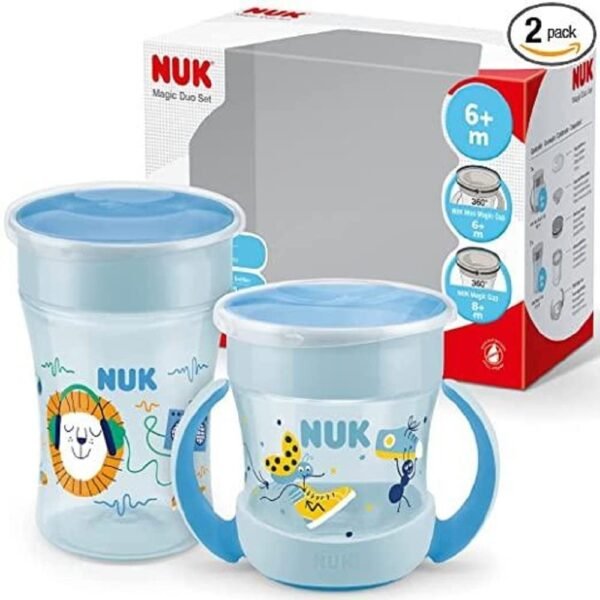 This set includes a Magic Cup for learning to drink and a Mini Cup for younger children.