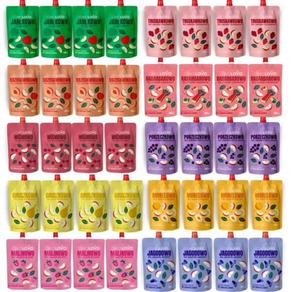 OWOLOVO Mix of mousses is a healthy snack option for both children and adults. Each pack contains 40 units of 200g mousses made from natural fruit ingredients. This mix is convenient for on-the-go nutrition, supporting balanced eating with no added sugar.