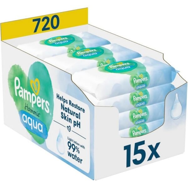 Pampers Harmonie Aqua Baby Wipes are made with 99% pure water, providing gentle care for your baby’s delicate skin.