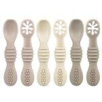 This pack includes 6 soft silicone spoons designed for babies learning to self-feed.