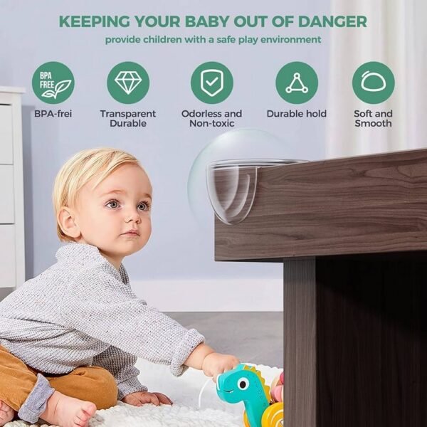 Peakally Baby Corner Protectors, Safe Edge Covers for Tables and Furniture, Easy to Install Silicone Protectors, Ideal for Preventing Injuries to Young Children.