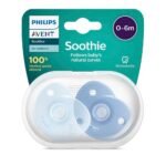 The Philips AVENT Soothie is a BPA-free pacifier designed for infants from birth. It features a soft, flexible silicone nipple that supports natural oral development. The one-piece design makes it easy to clean and ensures hygiene, making it a favorite among parents and babies.
