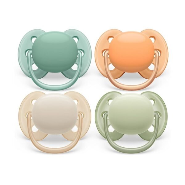 The Philips AVENT Ultra Soft Dummy - Pack of 4 features a flexible, soft silicone nipple that adapts to your baby's mouth for comfort. Designed to be lightweight and gentle on the skin, these dummies are BPA-free and easy to clean, making them perfect for everyday use.