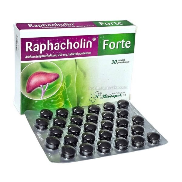 Rafacholine Forte is a drug in the form of film-coated tablets for use in case of insufficient bile secretion by the liver and digestive disorders manifested by flatulence, abdominal pain, belching, nausea, constipation and as a mild laxative.