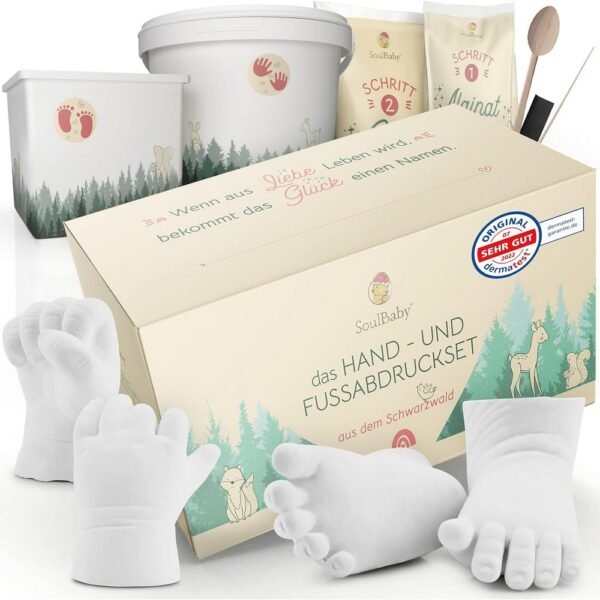 SOULBABY® Plaster Cast Baby Hand and Foot [4 Prints] – a set designed for creating lasting plaster cast imprints of your baby's hands and feet. The kit includes materials for making 4 prints, providing a perfect way to preserve precious memories. Safe for newborns and easy to use.