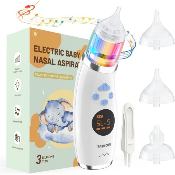 Electric Suction Power: The electric nasal aspirator provides efficient and effective suction to gently remove mucus from a baby’s nose, making it easier for them to breathe, especially during colds or allergies.