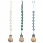 Set of three pendant chain pacifier clips, designed to keep pacifiers secure and easily accessible. A practical and stylish gift for children.